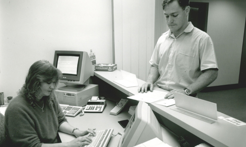 Archived image of staff in office